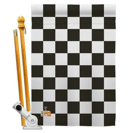 COSA 28 x 40 in. Black Checker Special Occasion Merchant Impressions Decorative Vertical House Flag Set CO4110670